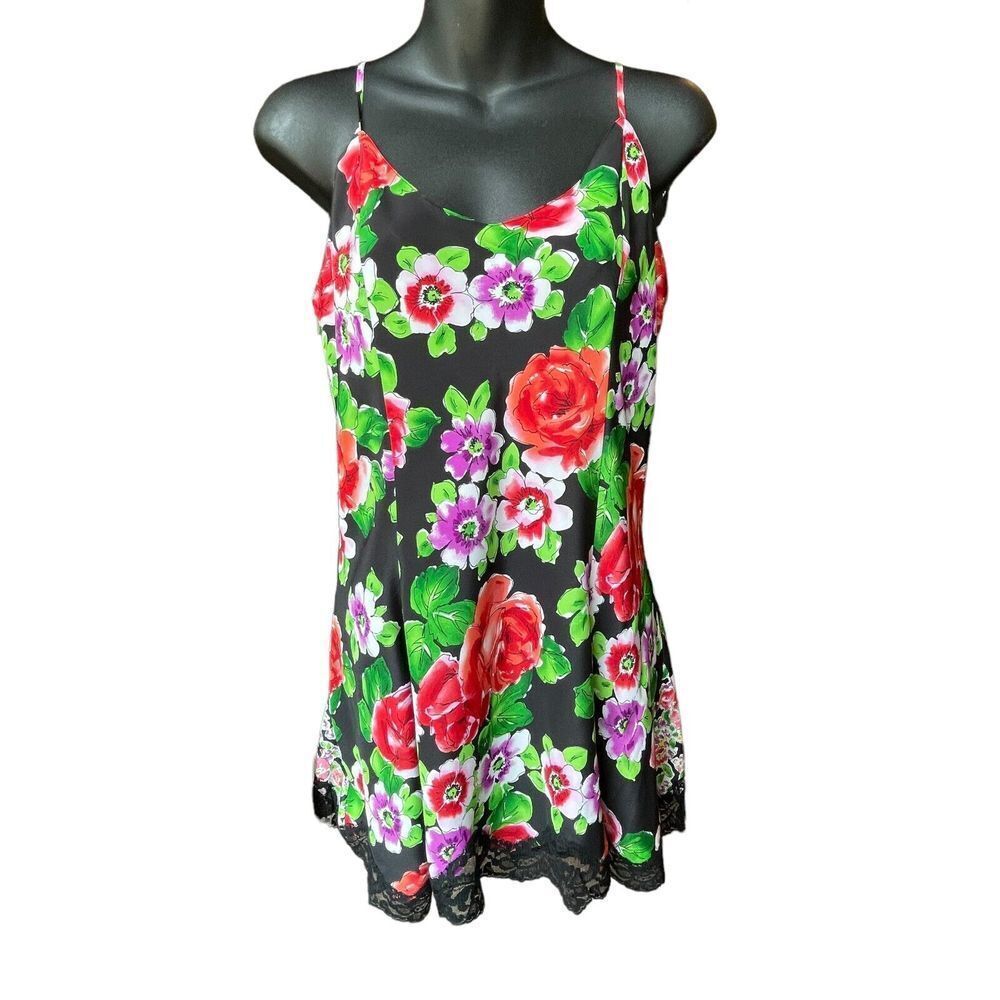 Victoria's Secret Vintage Gold Label Floral Chemise Slip Dress Lace‎ Size Medium
